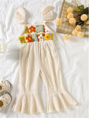 Children's Crochet Ruffle Trim Jumpsuit